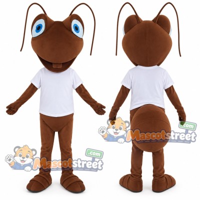 Brown Ant Mascot Costume with White Shirt Brown Ant Mascot Costume with White Shirt