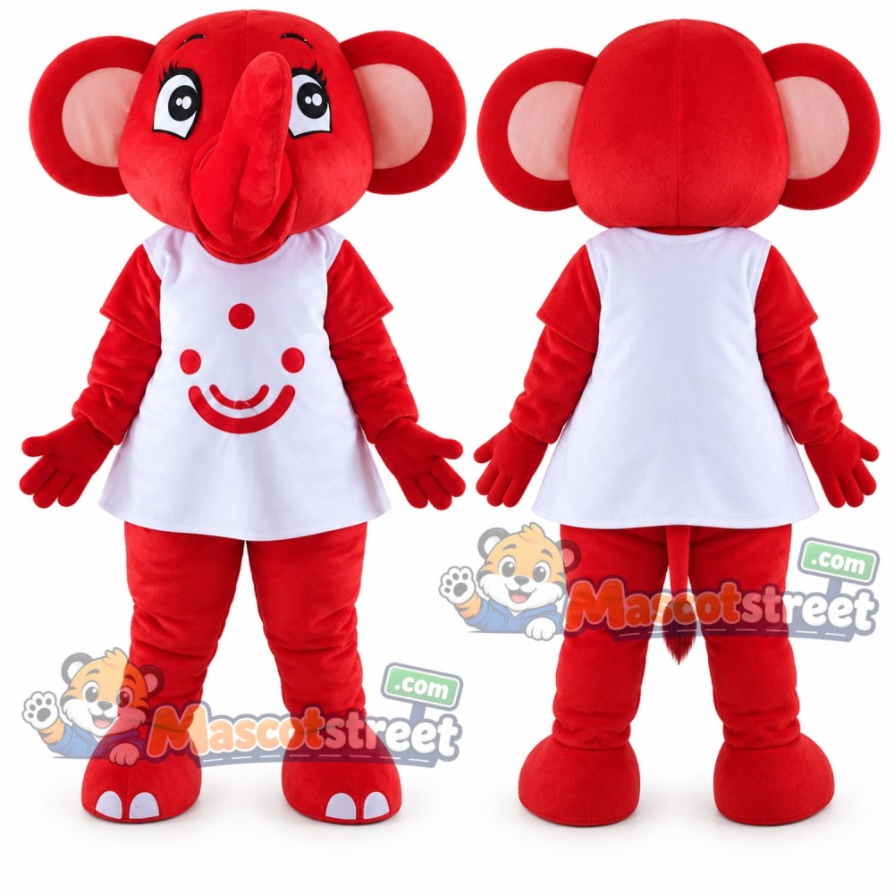 Red Elephant Mascot Costume with White Dress