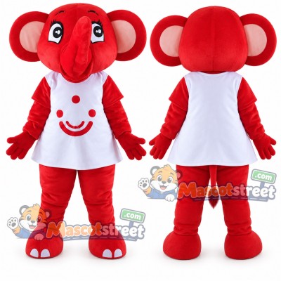 Red Elephant Mascot Costume with White Dress
