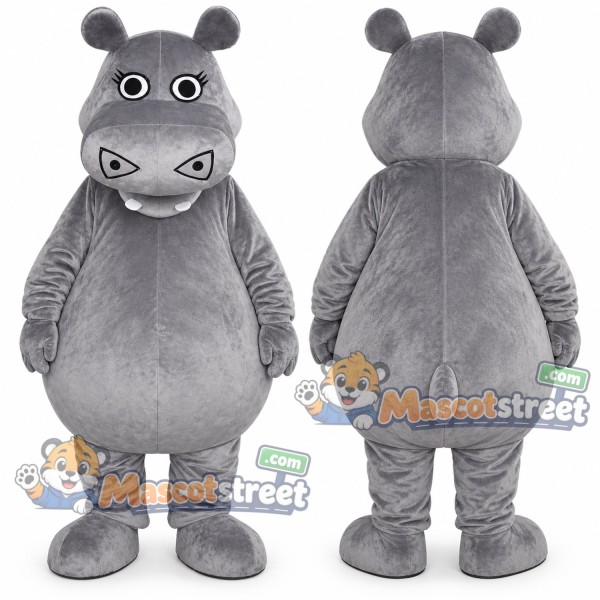 Gray Hippopotamus Mascot Costume