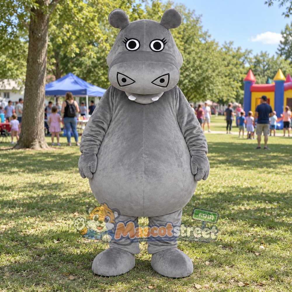 Gray Hippopotamus Mascot Costume Gray Hippopotamus Mascot Costume