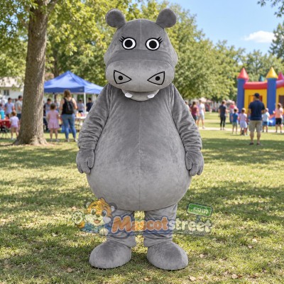 Gray Hippopotamus Mascot Costume Gray Hippopotamus Mascot Costume