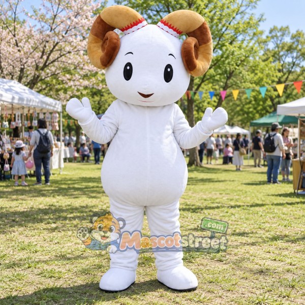 White Ram Mascot Costume