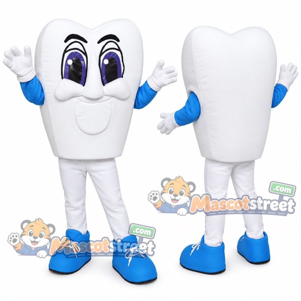 White Tooth Mascot Costume White Tooth Mascot Costume