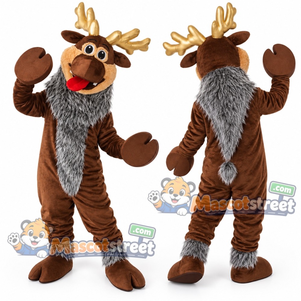 Brown Reindeer Mascot Costume with Red Collar Brown Reindeer Mascot Costume with Red Collar