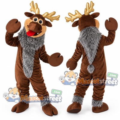 Brown Reindeer Mascot Costume with Red Collar Brown Reindeer Mascot Costume with Red Collar