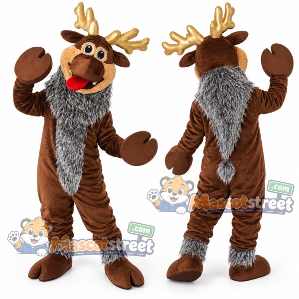 Brown Reindeer Mascot Costume with Red Collar