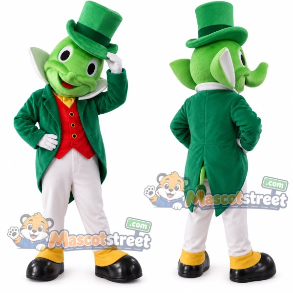 Green Leprechaun Mascot Costume with Green Coat, White Trousers and Green Hat