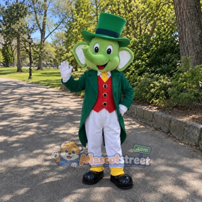 Green Leprechaun Mascot Costume with Green Coat, White Trousers and Green Hat Green Leprechaun Mascot Costume with Green Coat, White Trousers and Green Hat