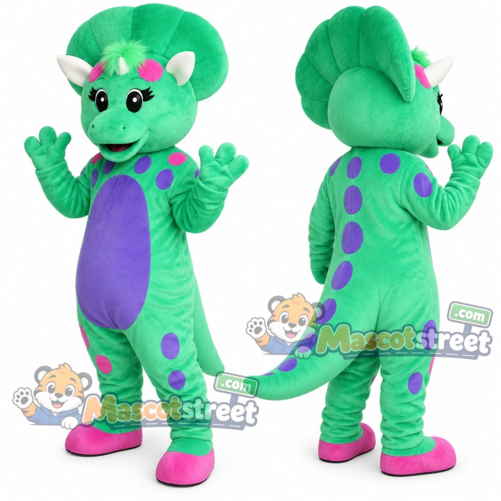 Green Triceratops Mascot Costume Green Triceratops Mascot Costume