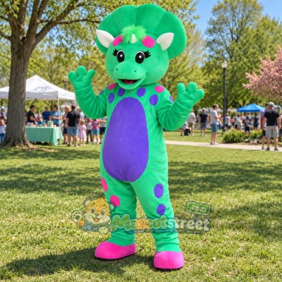Green Triceratops Mascot Costume Green Triceratops Mascot Costume