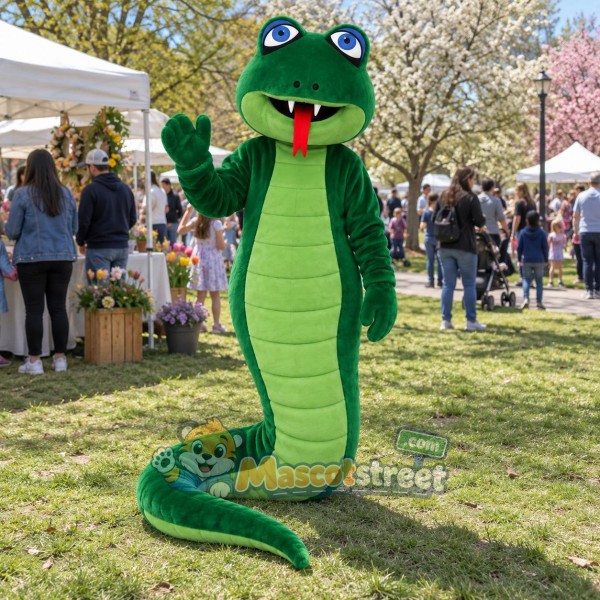 Green Snake Mascot Costume Green Snake Mascot Costume