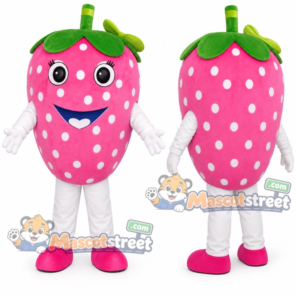 Pink Strawberry Mascot Costume