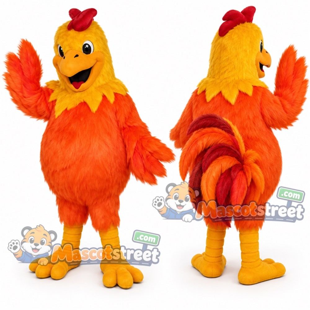 Orange Rooster Mascot Costume Orange Rooster Mascot Costume