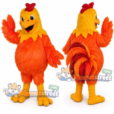 Orange Rooster Mascot Costume Orange Rooster Mascot Costume