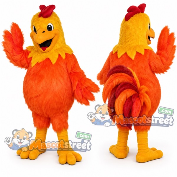 Orange Rooster Mascot Costume