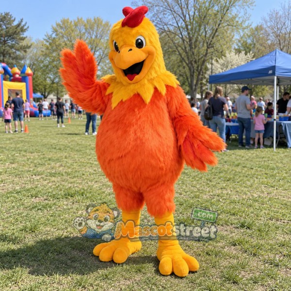 Orange Rooster Mascot Costume