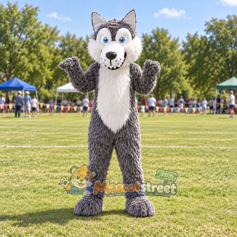 Gray Wolf Mascot Costume Gray Wolf Mascot Costume