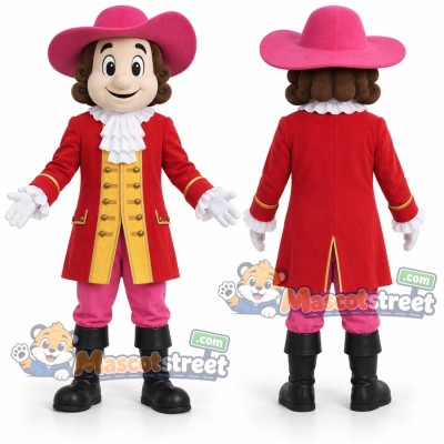 Pirate Mascot Costume with Red Coat, Pink Trousers and Pink Hat Pirate Mascot Costume with Red Coat, Pink Trousers and Pink Hat