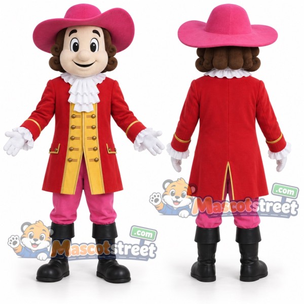 Pirate Mascot Costume with Red Coat, Pink Trousers and Pink Hat