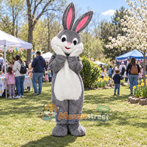 Gray Rabbit Mascot Costume
