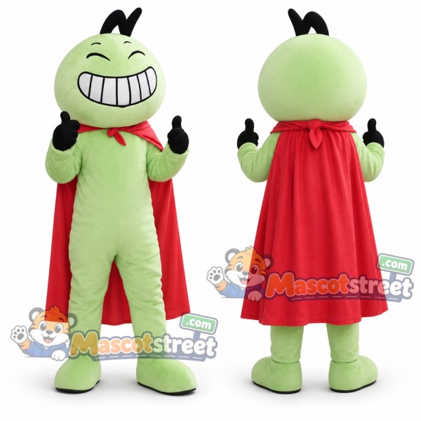 Green Monster Mascot Costume with Red Cape