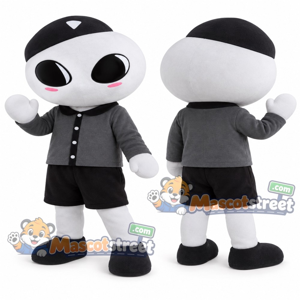Gray Alien Mascot Costume with Black Jacket, Black Shorts and Black Cap Gray Alien Mascot Costume with Black Jacket, Black Shorts and Black Cap