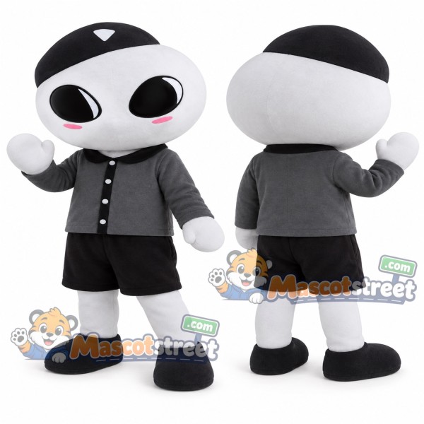 Gray Alien Mascot Costume with Black Jacket, Black Shorts and Black Cap