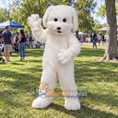 White Dog Mascot Costume White Dog Mascot Costume