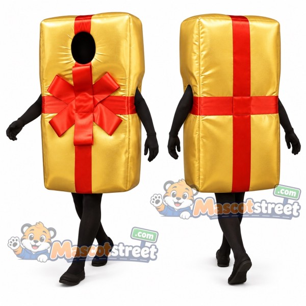 Gold Gift Box Mascot Costume
