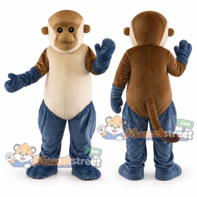 Brown Monkey Mascot Costume with Navy Trousers Brown Monkey Mascot Costume with Navy Trousers