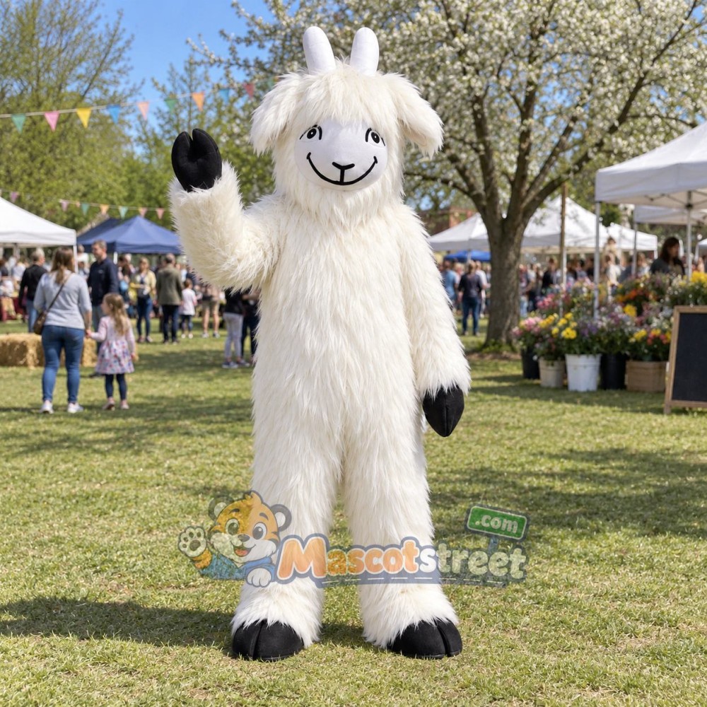White Goat Mascot Costume White Goat Mascot Costume