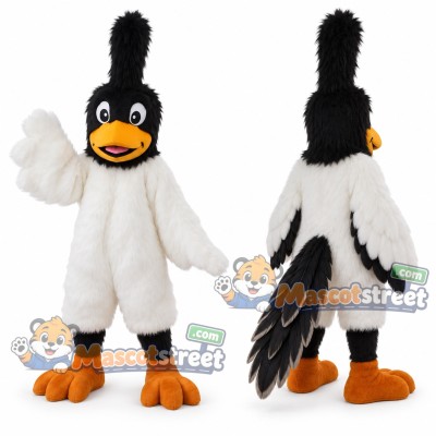 Black and White Roadrunner Mascot Costume