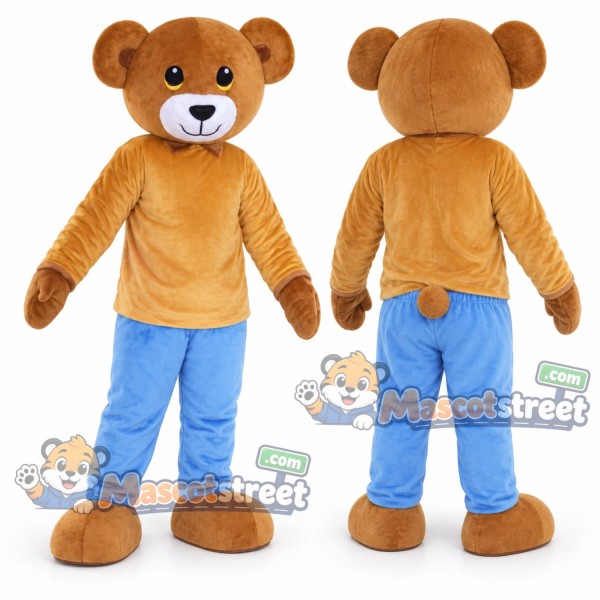 Brown Bear Mascot Costume with Blue Trousers