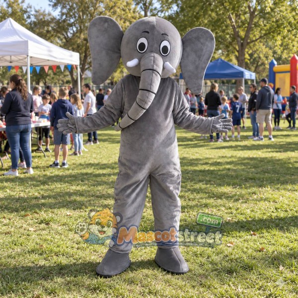 Gray Elephant Mascot Costume