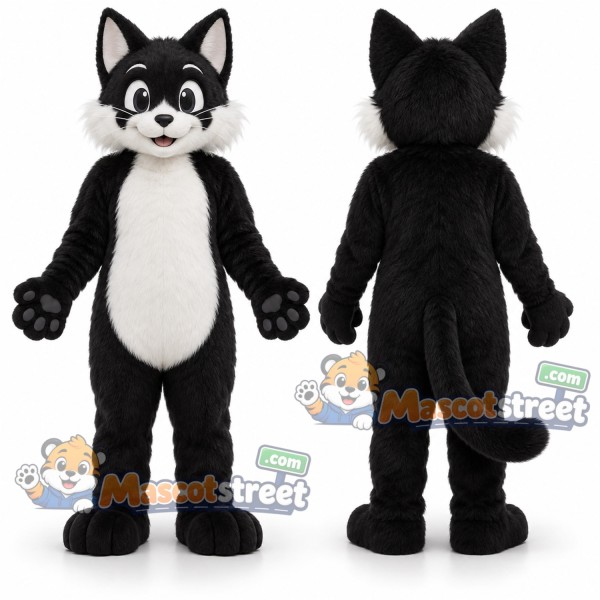 Black and White Cat Mascot Costume
