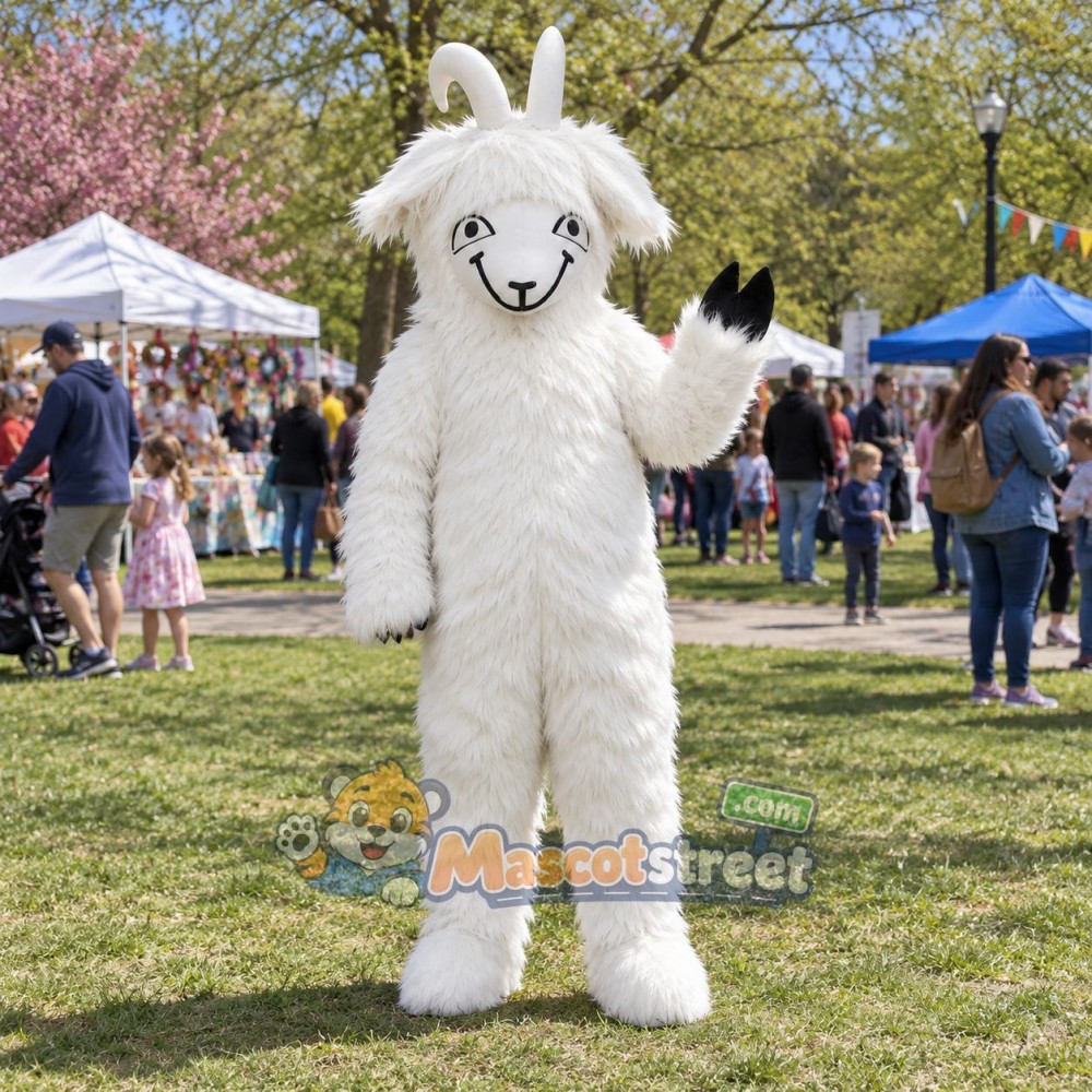 White Goat Mascot Costume White Goat Mascot Costume