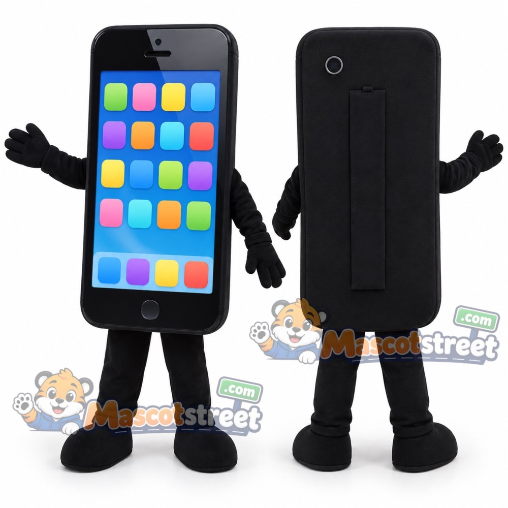 Black Smartphone Mascot Costume Black Smartphone Mascot Costume