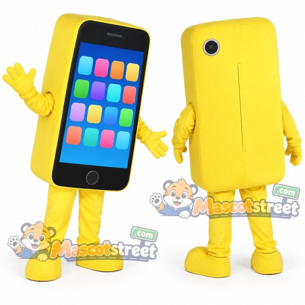 Yellow Smartphone Mascot Costume