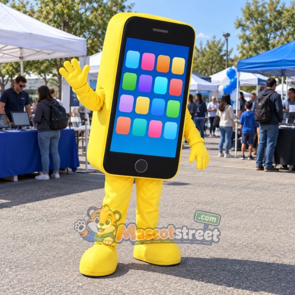 Yellow Smartphone Mascot Costume