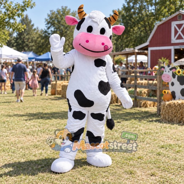 Black and White Cow Mascot Costume