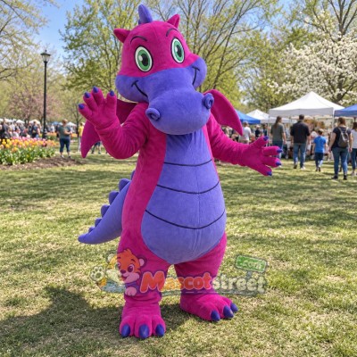 Purple Dragon Mascot Costume Purple Dragon Mascot Costume