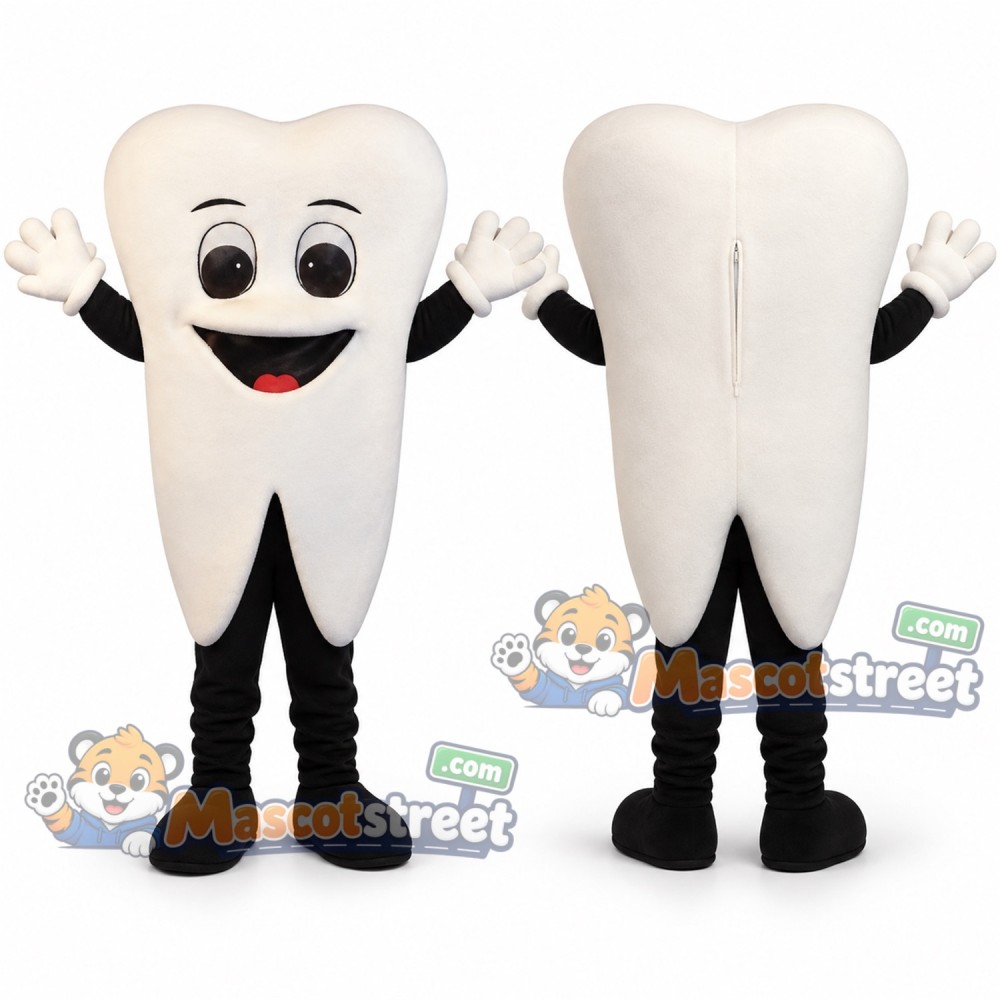 White Tooth Mascot Costume White Tooth Mascot Costume