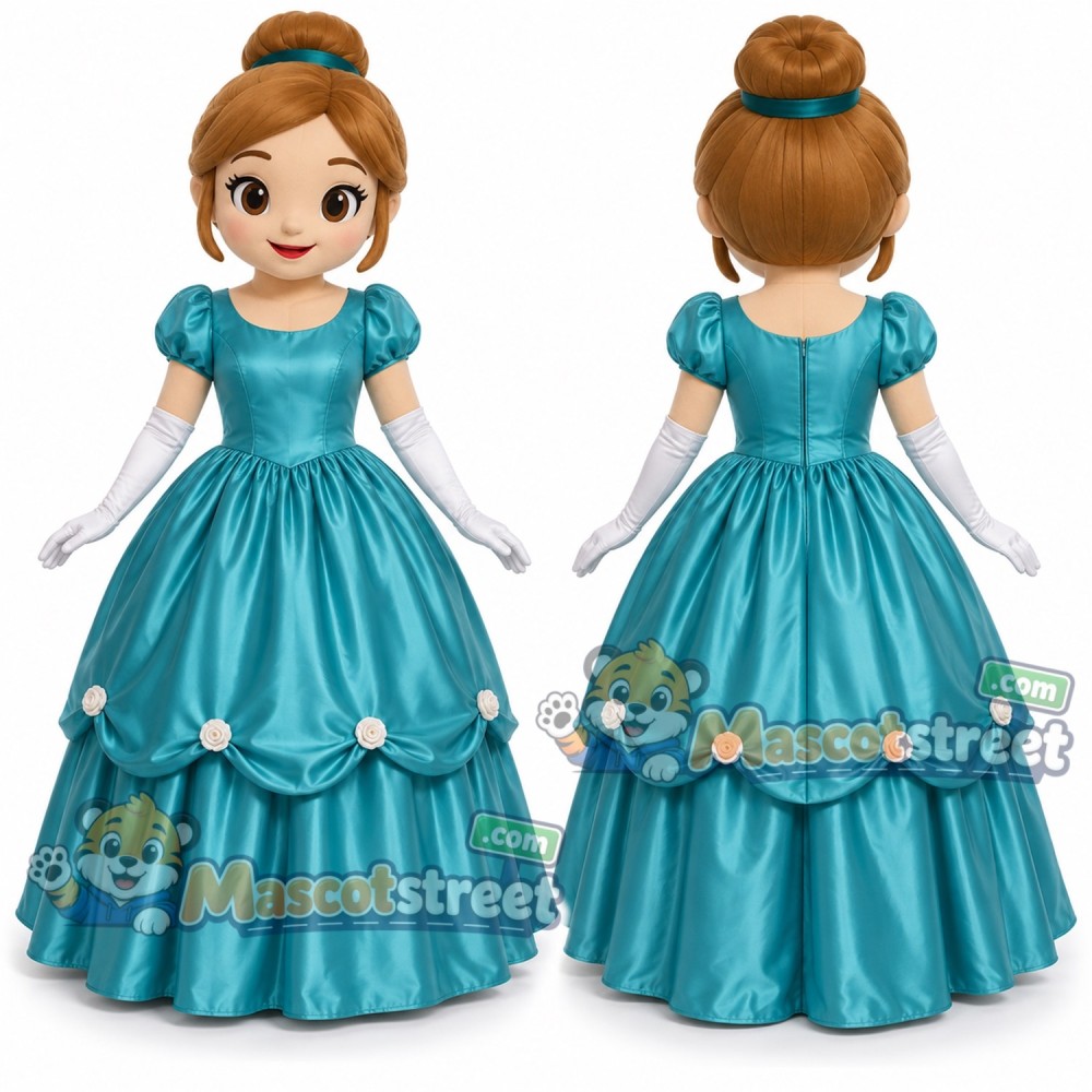 Princess Mascot Costume with Teal Gown Princess Mascot Costume with Teal Gown