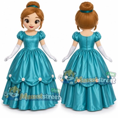 Princess Mascot Costume with Teal Gown Princess Mascot Costume with Teal Gown