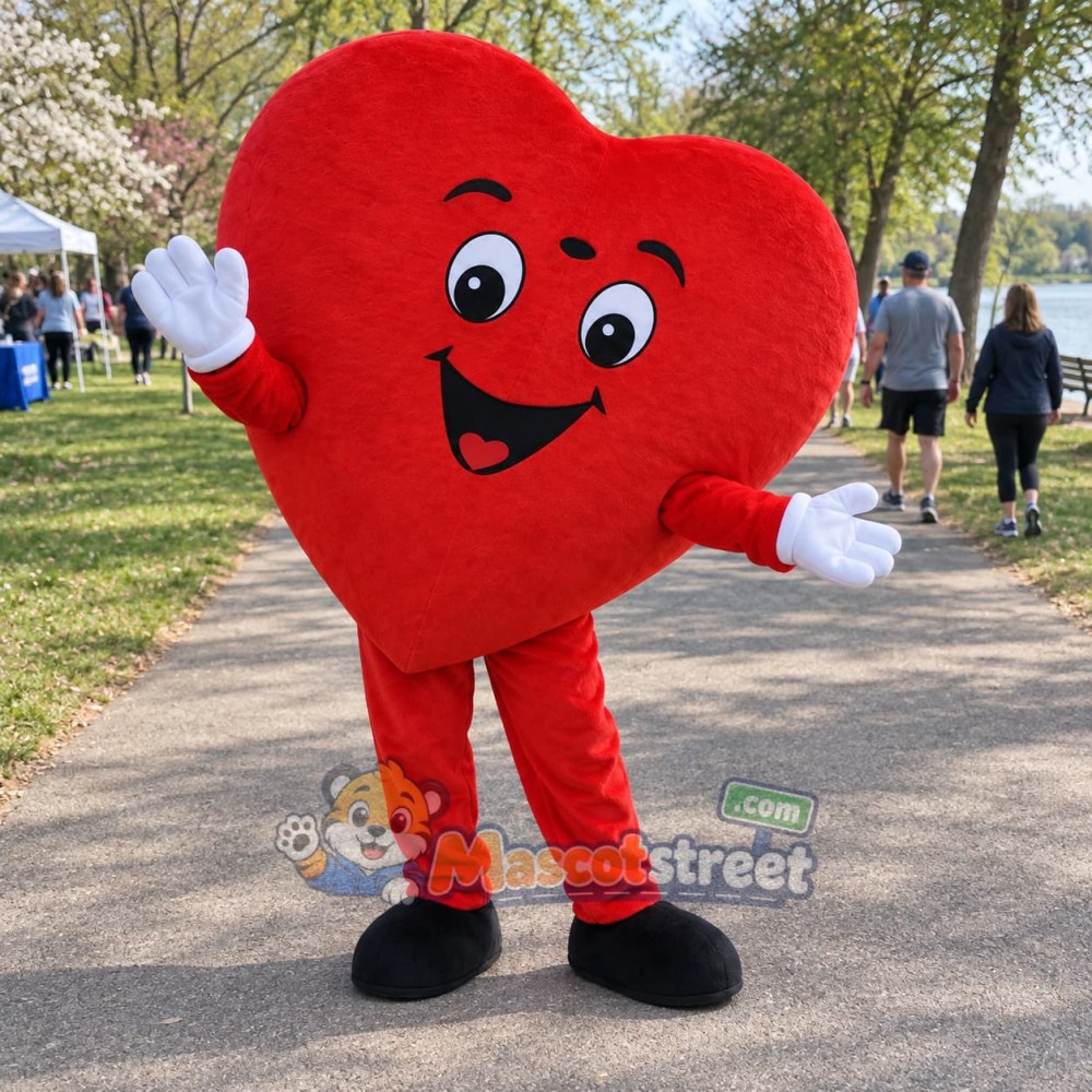 Red Heart Mascot Costume Red Heart Mascot Costume