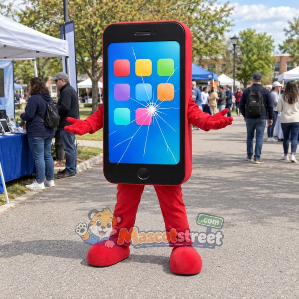 Red Smartphone Mascot Costume Red Smartphone Mascot Costume