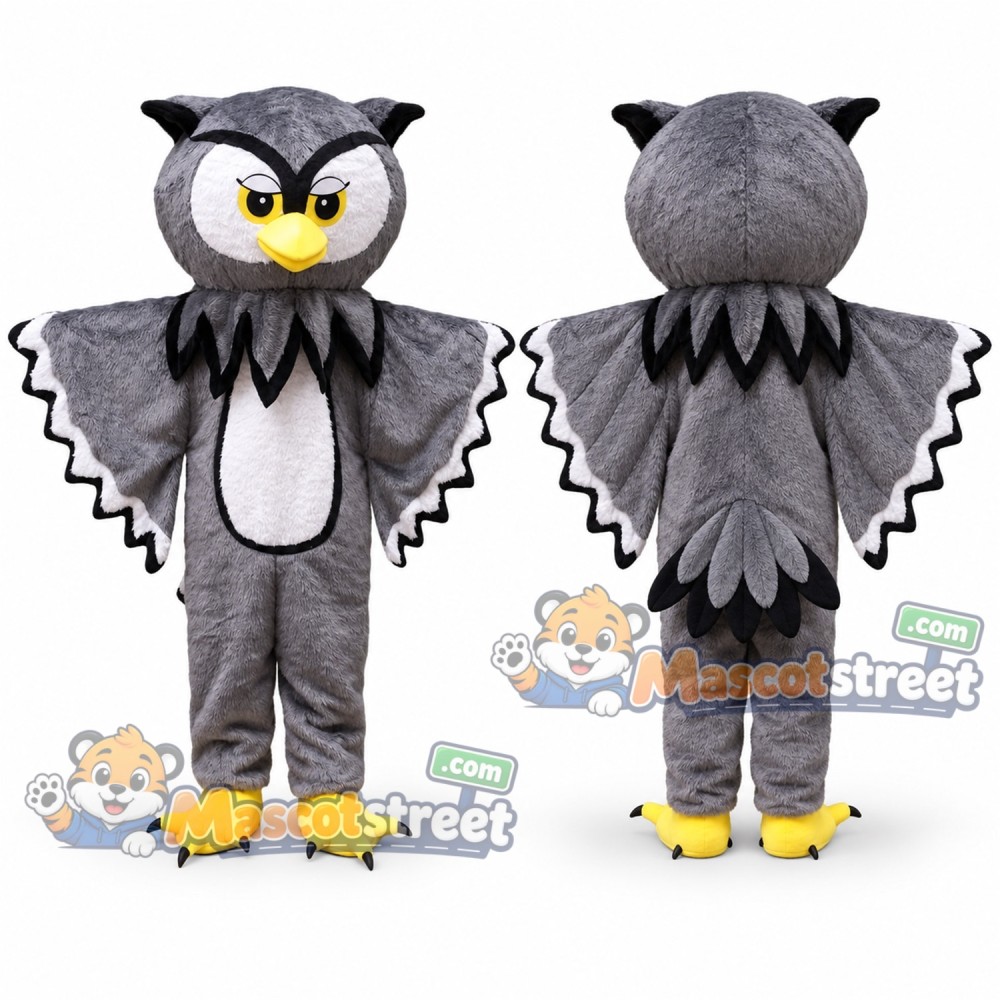 Gray Owl Mascot Costume Gray Owl Mascot Costume