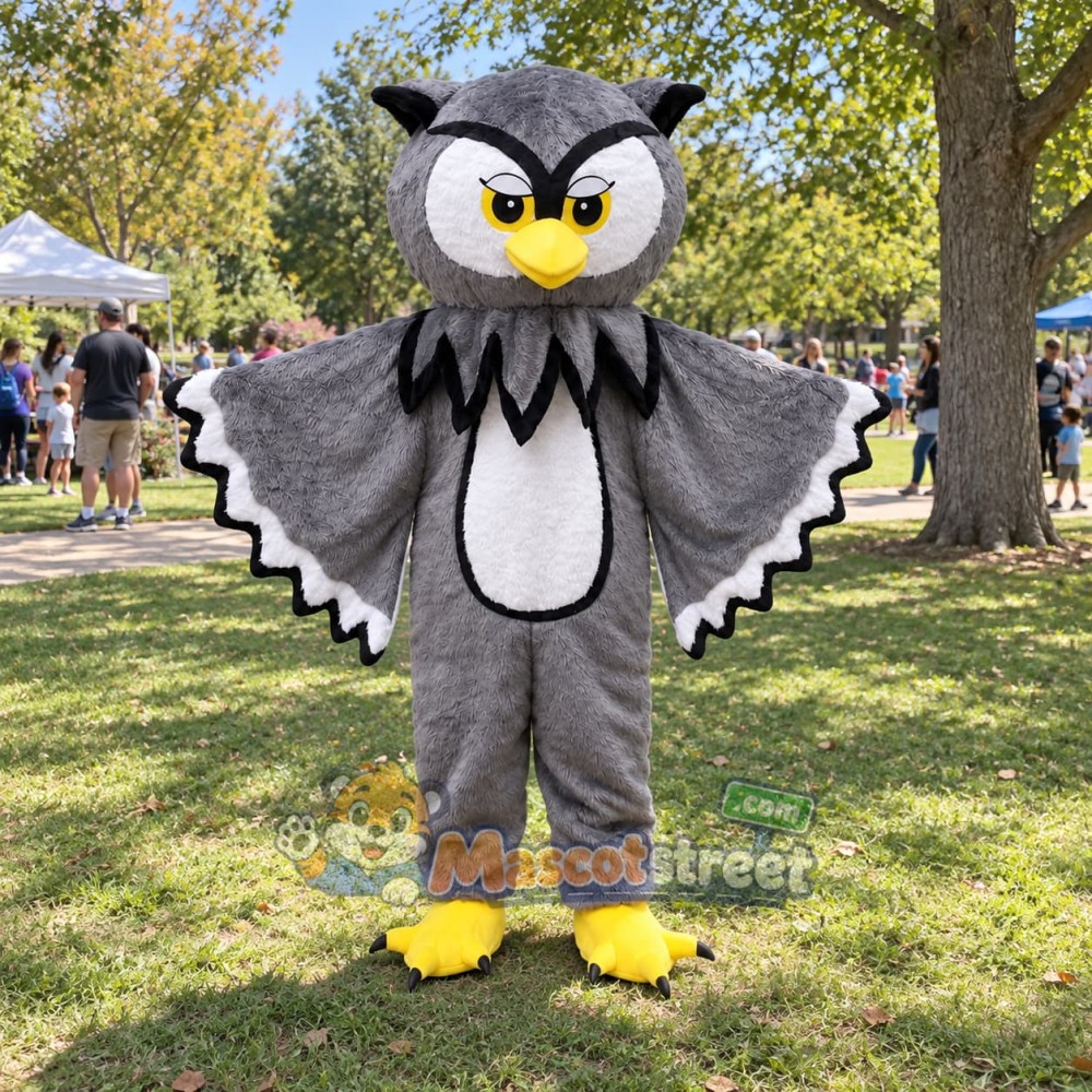 Gray Owl Mascot Costume Gray Owl Mascot Costume