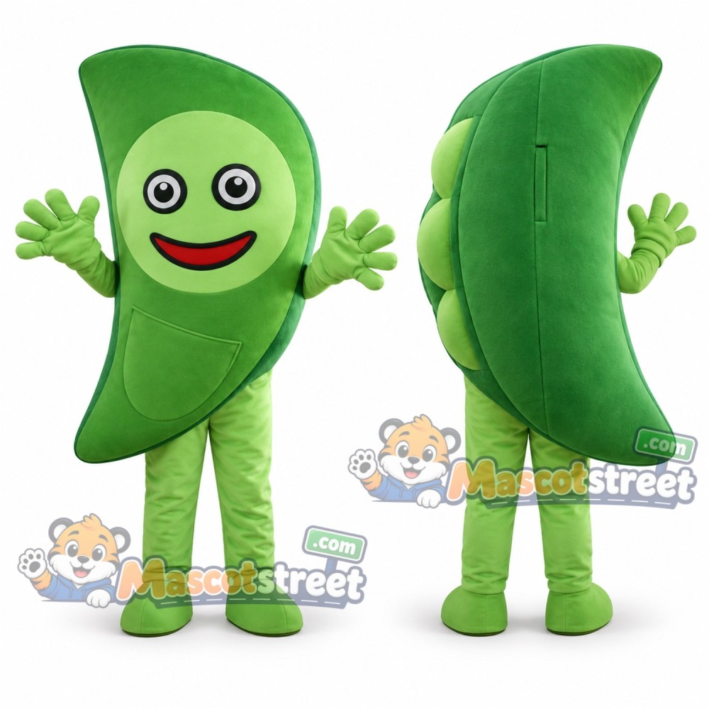 Green Pea Pod Mascot Costume Green Pea Pod Mascot Costume